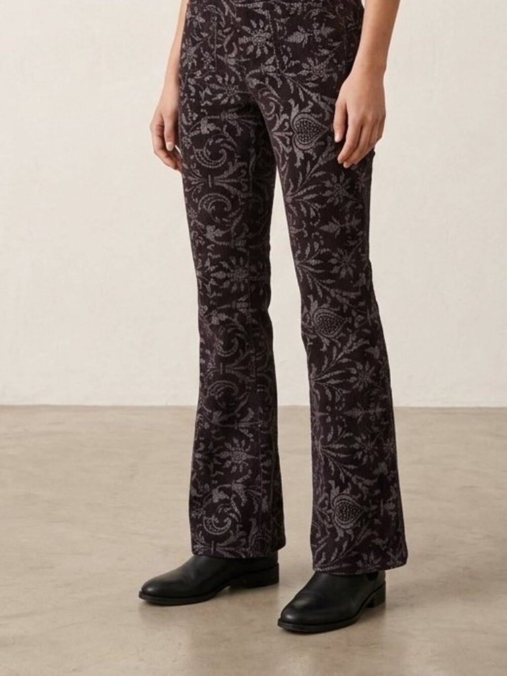Seafarer Italy Penelope Flare Jeans Vintage Style Jacquard Pattern Pants Size 25